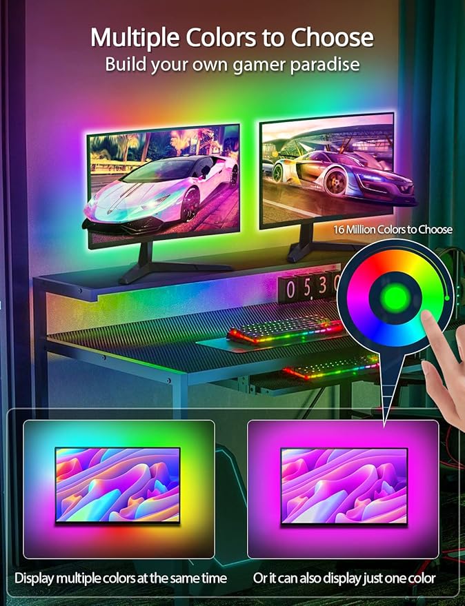 MATICOD LED Lights for TV Led Backlight, 9.84ft RGB Led Strip Lights for TV Lights Behind, USB Led Light Strip for 32-43in TV, Bluetooth APP Control Music Sync Strip Lighting for Christmas Decorations