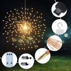 5 Pcs 1000LED Plug in Starburst Sphere Lights,Firework Light 8 Modes Dimmable Remote Control Waterproof Hanging Copper Wire Fairy Light for Patio Party Tent Christmas (Warm White)
