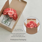 WELL KNOWN Rose Artificial Flowers in Vase with Faux Water, Silk Rose Table Centerpieces for Home Coffee Table Decor, Bean Pasty Pink Fake Roses Flower Arrangements for Office Hotel Lavatory Wedding