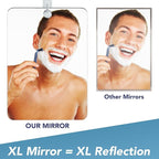 Shave Well XL Anti-Fog Shaving Mirror | X-Large Fogless Hanging Bathroom Shower Mirror with Handheld Option for Men and Women | Includes Long-Lasting Removable Adhesive Hook for Wall