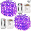 Twinkle Star 2 Pack Halloween Fairy Lights Battery Operated, Total 66 ft 200 Led String Lights Remote Control Timer Twinkle String Lights 8 Modes Firefly Lights for Garden Party Indoor Decor, Purple