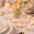 36 pcs Clear Tealight Candle Holders with 36PCS Tea Lights Candles, Glass Votive Candle Holders Set for Table Centerpiece, Home Decor and Party Supplies