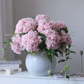 4pcs 21" Faux Pink Hydrangeas Artificial Flowers, Real Touch Silk Hydrangea Flowers with Stems for Bridal Wedding Bouquet Party Home Decor