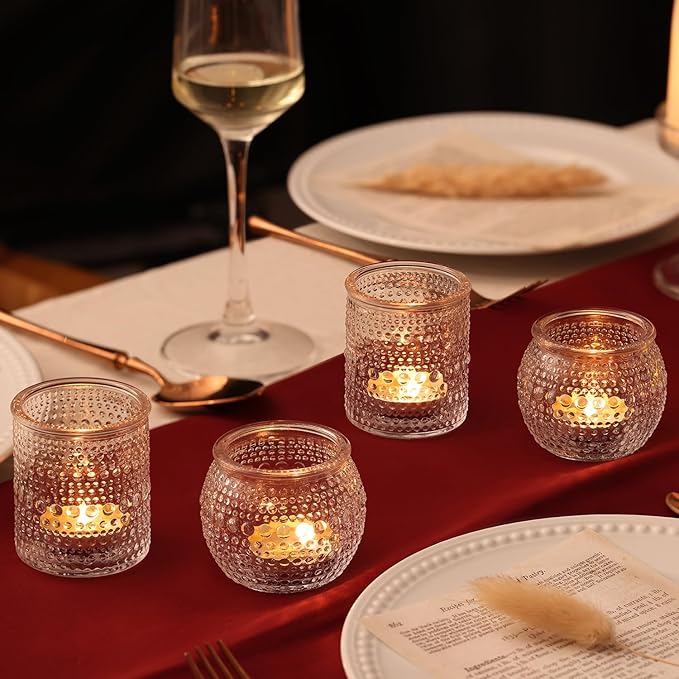 40 Pcs Assorted Clear Votive Candle Holders Bulk- Small Candle Holders Bulk for Wedding Table Decor, Glass Tealight Candle Holder for Fall, Thanksgiving, Christmas, Wedding Party Decor