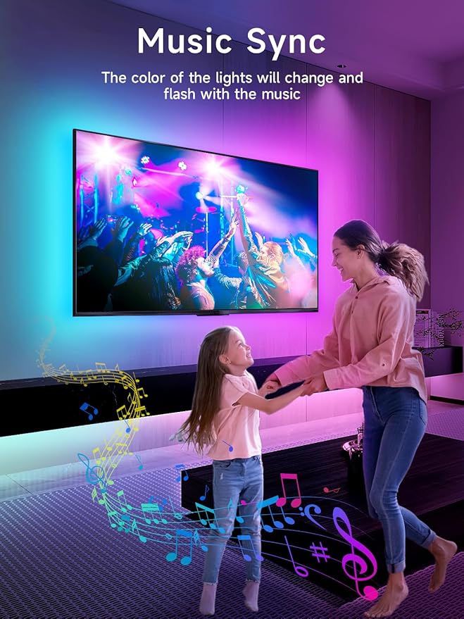 LED Lights for TV, 16.4ft TV LED Backlight for 45-75in, RGB TV Backlight Behind Strip with Music Sync, Bluetooth APP and Remote Control Strip Lights USB Powered for Bedroom, Gaming