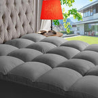 ABENE Mattress Topper for Back Pain Relief, Extra Thick Mattress Pad Pillowtop, Soft Mattress Protector Cover with 8"-21" Deep Pocket, Overfilled Down Alternative Filling (Gray, California King)