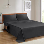 Mejoroom Striped King Size Sheet Set – Hotel Luxury Bed Sheets - Deep Pocket Up to 16 inch, Breathable, Wrinkle, Fade and Stain Resistant – 4 Piece(02-Black)