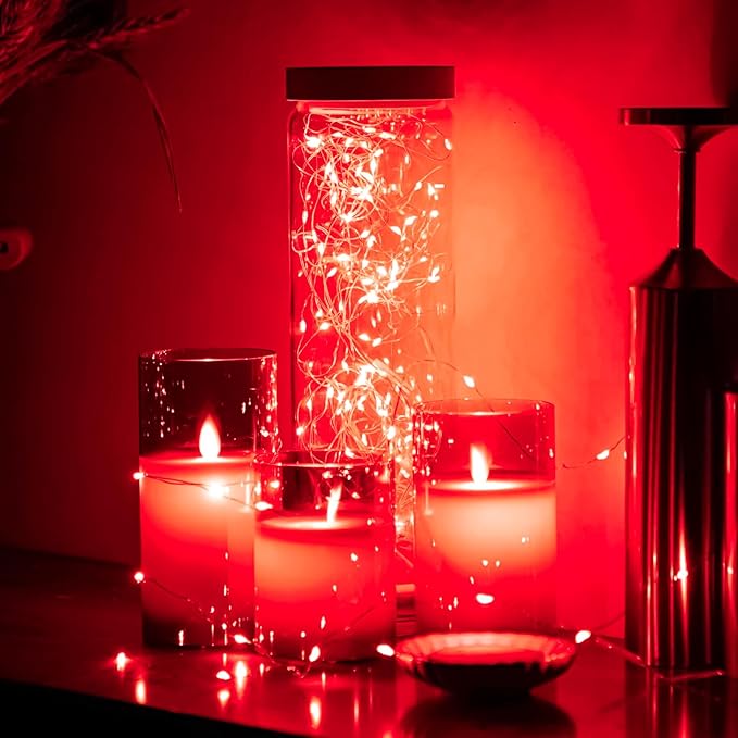 6 Pack Red Fairy Lights Battery Operated String Lights, 7ft 20 Led Mini Lights, Waterproof Silver Wire Starry for Mason Jars DIY Wedding Party Bedroom Christmas