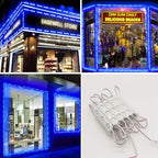 LED Module, Windows Lights Blue 100pcs 49.8 Ft 5730 SMD 150LM Per LED Module IP65 Waterproof Decorative Light for Advertising Signs with Tape Adhesive Backside (Blue Light)