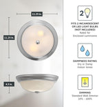 DESIGNERS FOUNTAIN Reedley 2-Lights Flush Mount Ceiling Light, 11 Inch Lighting Fixture for Kitchen, Bedroom, Bathroom, and Hallway, White Alabaster Glass, Pewter, 1257S-PW-AL