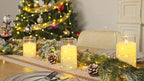 Homemory Flickering Flameless Candles with String Lights, Battery Operated Candles, Embedded String Lights LED Candles, Unbreakable Plexiglass Candle with Remote, Set of 3, Ivory White