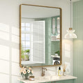 28x36 Gold Framed Mirror for Bathroom, Brushed Gold Mirror with Metal Frame, Modern Rectangle Brass Vanity Mirror for Wall, Shatterproof, Anti-Rust (Horizontal/Vertical)