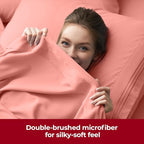 Mellanni Extra Deep King Sheets - 4 PC Iconic Collection Bedding - Hotel Luxury, Ultra Soft, Cooling Bed Sheets - Wrinkle, Fade, Stain Resistant (King, Coral)