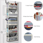 2 Pack Over The Door Hanging Organizer 5-Shelves and 10 Side Pockets, Over The Door Storage for Bathroom and Bedroom, Back of Door Organizers for Baby Products and Kid's Toys(13"x5"x44" Grey)