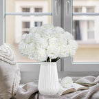 36 Pcs White Artificial Flowers Faux Ball Chrysanthemum Bouquet Silk Flowers Bridal Wedding Bouquet for Home Garden Party Office Coffee House Decoration (White)