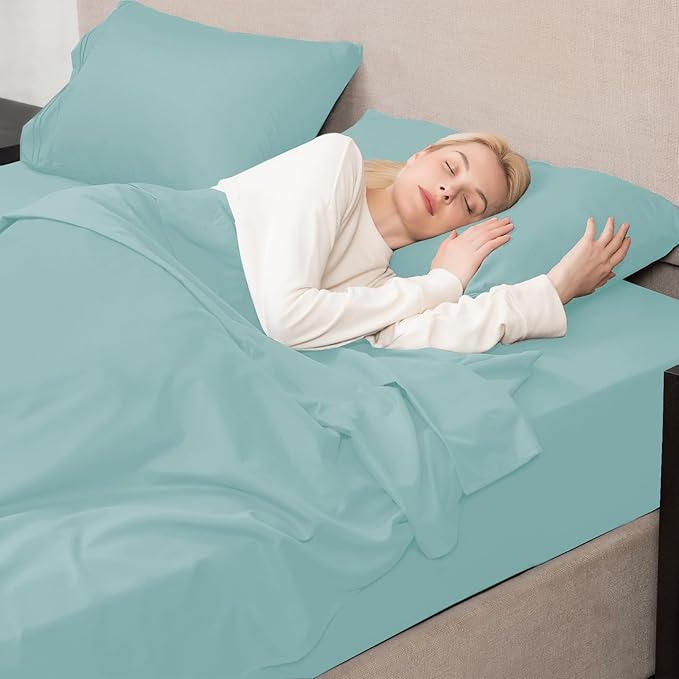 Mejoroom California King Size Sheet Set - Soft Microfiber Bed Sheets,Deep Pocket Fitted Sheet, Breathable, Wrinkle & Fade Resistant - 4 Piece (California King, Grayish Green)