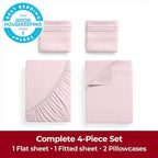 Mellanni Extra Deep California King Sheets - 4 PC Iconic Collection Bedding - Hotel Luxury, Ultra Soft, Cooling Bed Sheets - Wrinkle, Fade, Stain Resistant (Cal King, Blush Pink)