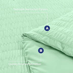 HYMOKEGE Mint Green Queen Comforter Set Seersucker 7 Pieces, All Season Luxury Bed in a Bag Queen for Bedroom, Bedding Set with Comforter, Sheets, Pillowcases & Shams
