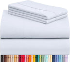 LuxClub 4 PC Sheet Set Bed Sheets Deep Pockets 16" Eco Friendly Wrinkle Free Cooling Machine Washable Hotel Bedding Silky Soft - Baby Blue Queen