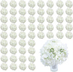 AVIVIHO 106pcs White Hydrangea Artificial Flowers Bulk Fake Flower Faux Hydrangeas Silk Flowers with Stems for Wedding,Parties,Table Centerpieces, Bridal Bouquet,Baby Shower,Home,Festival Decoration