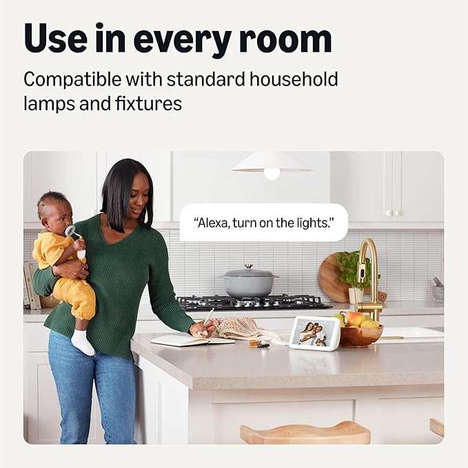 Amazon Basics Smart Indoor LED Light Bulb, Sunset-to-Midnight Activated, Works with Alexa Only, Tunable White, 7.5 W, 1-Pack