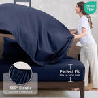 HEVUMYI Navy Blue King Comforter Set - 7-Piece All Season Bed in a Bag King, Ultra Soft Bedding Set with Comforter, Flat Sheet, Fitted Sheet, Pillowcases, Pillow Shams, Navy Blue
