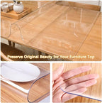 Clear Table Protector 38 x 64 Inch 1.5mm Thick Plastic Table Cover Protector, Waterproof PVC Clear Tablecloth Protector Pad, Rectangular Vinyl Desk Protector Mat for Tabletop Coffee Dining Room Table