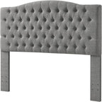 24KF Upholstered Tufted Button Linen Fabric Headboard,Comfortable Fashional Headboard Queen/Full Size,Granite