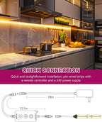 EMITEVER COB LED Strip Lights Kit Warm White with Remote & 24V Power Supply,16.4ft Dimmable Tape Light 2700K, High Density 2400LEDs, 300+LM/FT, CRI90+, Suitable for Bedroom Kitchen Cabinet Lighting
