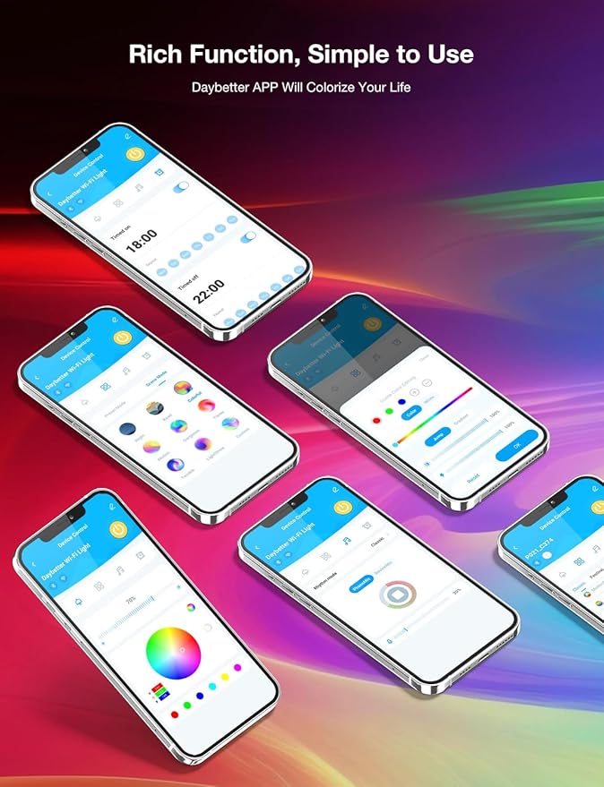 DAYBETTER Smart WiFi Led Strip Lights 200ft App Controlled Work with Alexa and Google Assistant Timer Schedule RGB Strip Color Changing Décor for Bedroom Party Kitchen 100ft*2, TCF0223120W-WA01-V2