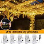 66Ft 200LED Warm White Christmas Lights Plug in,8 Modes Connectable String Light Classroom Lights Indoor Outdoor for Halloween Christmas Tree Bedroom Garden Decor (Clear Wire)