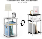 Furinno JUST Side Table, 3-Tier End Table, Open Shelves Night Stand, Bedside Table, Toolless Assembly, for Living Room, Bedroom, Bathroom, White(Espresso)