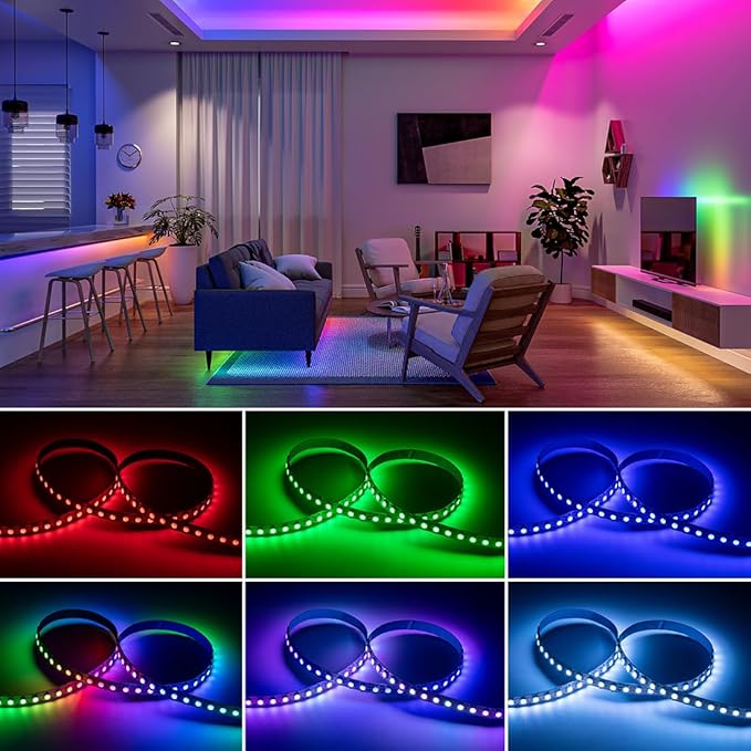 BTF-LIGHTING WS2812B IC RGB 5050SMD Pure Gold Individual Addressable LED Strip 3.28FT 144LED 144Pixel/m Flexible Full Color IP65 DC5V for DIY Chasing Color Project(No Adapter or Controller)