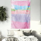 Lunarable Abstract Tapestry Twin Size, Paintbrush Watercolor Large Pastel Horizontal Stripes in Various Tones Boho Print, Wall Hanging Bedspread Bed Cover Wall Decor, Twin Size, Lilac Pink