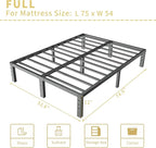 ALDRICH 12 Inch Metal Full Size Bed Frame - Double Black Basic Steel Slats Platform, Easy Assembly Heavy Duty Noise Free Bedframes, No Box Spring Needed