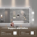 84"X40" LED Bathroom Mirror with Front Lights and Backlit, Anti-Fog, Dimmable, Shatter-Proof Tempered Glass, Lighted Bathroom Vanity Mirror for Wall with 3 Colors, Memory Function