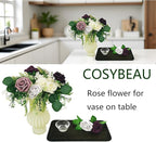 Artificial Fake Flowers 25pcs Roses, Shade of Dark Purple Foam Rose Faux Flower for DIY Wedding Bouquet Bridal Shower Centerpieces Floral Arrangements Party Table Home Decorations