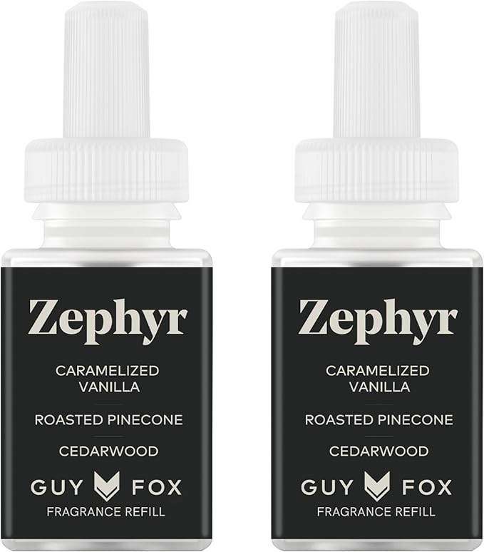 Pura & Guy Fox Home Scent Refill - Smart Air Diffuser - Up to 120-Hours of Luxury Fragrance per Refill - Essential - Clean & Safe Diffuser Fragrance - 2 Pack, Zephyr