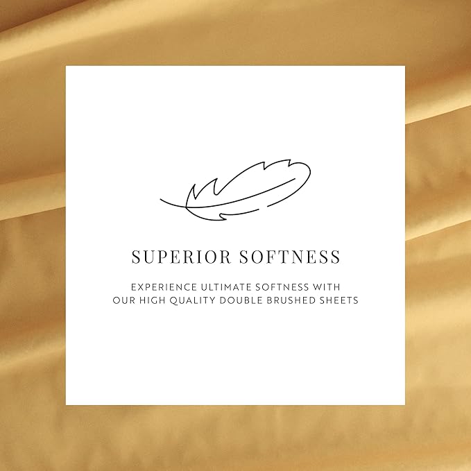 Linen Market Brushed Microfiber Queen Sheet Set 4 Piece – Oeko-TEX Certified Ultra Soft & Wrinkle-Free - 16" Deep Pocket Sheets - Easy Care Queen Size - Gold
