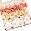 Ling's Moment Artificial Flowers Fake Silk Poppy Peony Faux Foam Roses Combo for DIY Wedding Bouquets Centerpieces Arrangements Bridal Shower Party Home Decorations, Coral & Cream, 24pcs