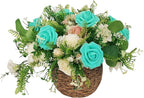 Artificial Rose Flowers 25pcs, Turquoise Blue Foam Fake Rose Faux Flower for Wedding Bouquets Bridal Shower Centerpieces Floral Arrangements Home Decorations Party Backdrops Table