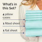 Queen 6 Piece Sheet Set - Comfy Breathable & Cooling - Ultra-Soft Hotel Luxury Bedding Set with 8-16 Inch Deep Pockets - 1 Flat & 1 Fitted Sheet & 4 Pillowcases - Wrinkle Free & Easy Care - Spa Blue