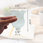 4E's Novelty Clear Glass Votive Cups with Peg - Pack of 6 - Tulip Votive for Candelabra Candle Holder, Home Interior Candle Sconce Glass Replacement Parts, Shabbat Candle Glass Oil Lamp (2.75" Tall)