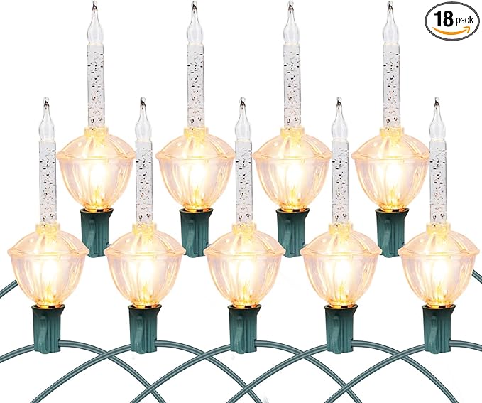 Brightown Bubble String Lights, 2 Pcak 9 Counts Traditional Clear Bubble Bulbs with Silver Glitter, Christmas Bubble Lights for Tree Holiday Christmas Celebrations Lighting, Green Wire