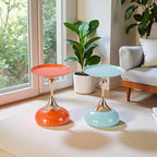 Sleek Hourglass Side Table - Stylish Modern Design Perfect for Living Rooms, Cafes, Dining Areas, Bedrooms, and Outdoors - Chic Decorative Accent (2, Light Green+Hermes Orange)