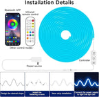LED Neon Rope Lights, 16.4ft RGB LED Light Strip, 24V Music Sync App/Remote Control DIY Rope Light, IP67 Waterproof Gaming Neon Strip Lights for Bedroom Indoor Oudoor Décor