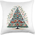 Scandinavian Nordic Winter Boho Christmas Tree Women Throw Pillow