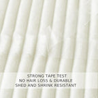 Cuddly Queen Size Blanket, Fluffy Fleece, Warm & Soft with Striped Pattern, 90x90 Inches, Cream