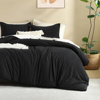 Litanika Oversized King Comforters Black Super King Size, 3 Pieces Lightweight Solid Bedding Comforter Set, All Season Fluffy Bed Set (120x120In Comforter & 2 Pillowcases)