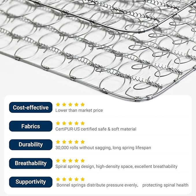 Avenco 8 Inch Queen Size Mattress, Foam and Spring Hybrid Mattresses in a Box, Medium Soft, Breathable Fabric & Adaptive Support, CertiPUR-US Certified, Queen Mattress in Guest and Kids Bedroom